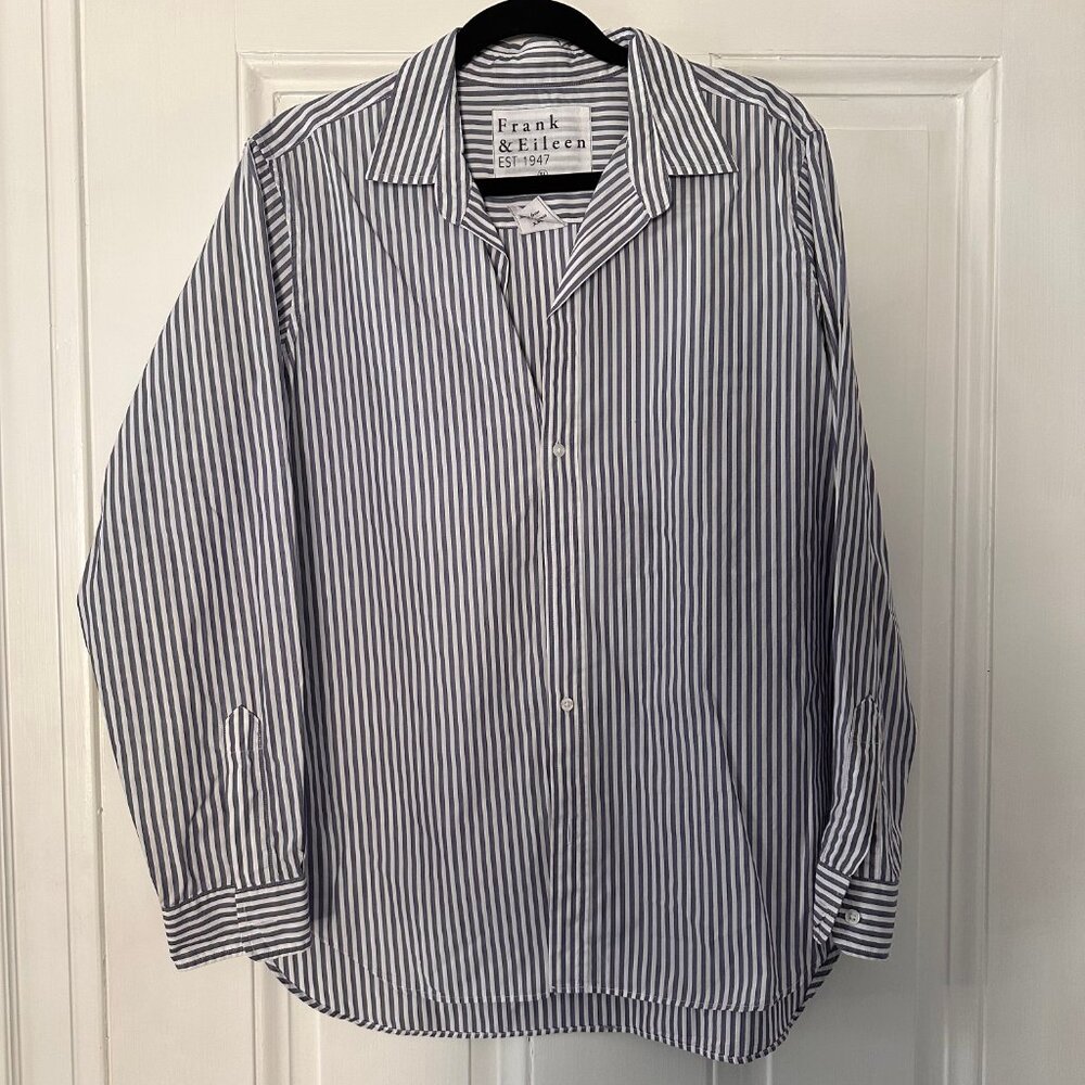 Frank & Eileen Shirley Oversized Button-Up Shirt Oxford Blue Striped